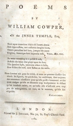 Poems by William Cowper of the Inner Temple.