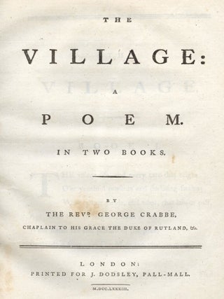 Item #2408100 The Village a Poem in Two Books. George CRABBE