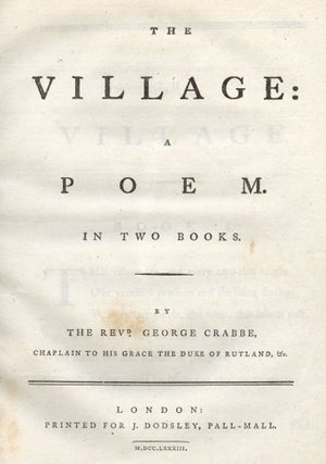 Item #2408100 The Village a Poem in Two Books. George CRABBE