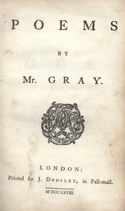 Item #2408188 Poems by Mr. Gray. Thomas GRAY