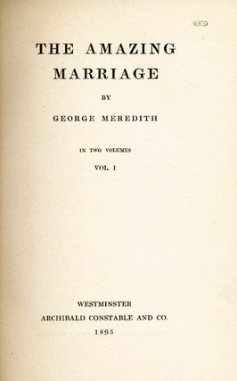 Item #2408311 The Amazing Marriage. George MEREDITH