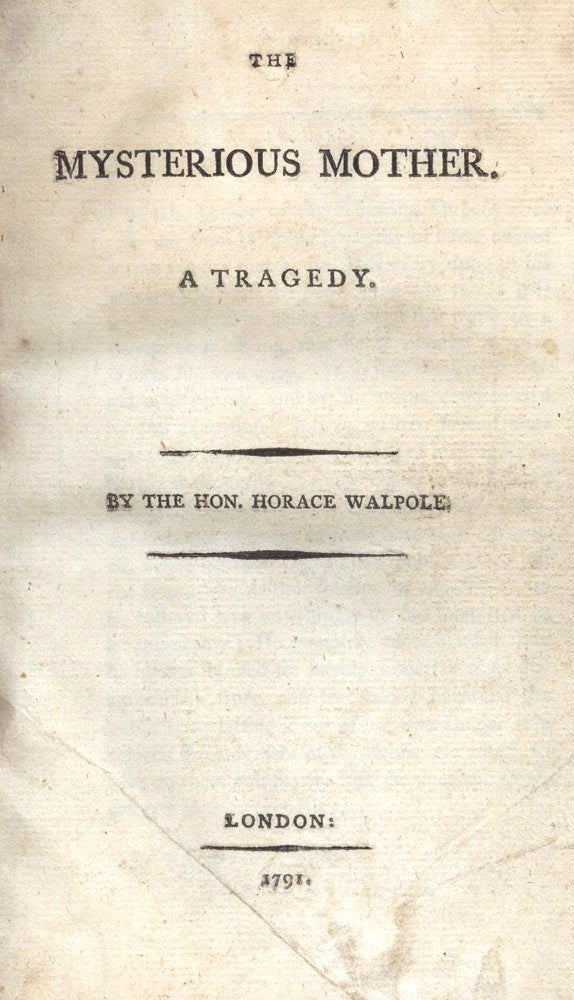 Item #2408514 The Mysterious Mother. A Tragedy. Horace WALPOLE.