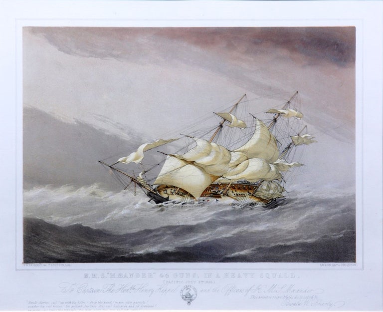 Item #2711255 HMS "Mæander" 44 guns, in a heavy squall [and] Shortening sail for anchoring. Sir Oswald Walters BRIERLY, after.