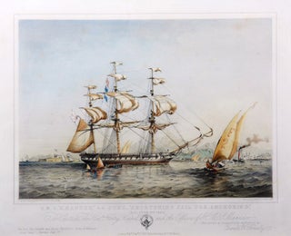HMS "Mæander" 44 guns, in a heavy squall [and] Shortening sail for anchoring.