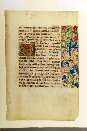 Item #2909743 Illuminated leaf from a Book of Hours. ILLUMINATED LEAF, ROUEN ILLUMINATOR
