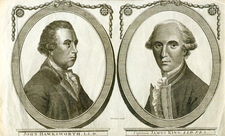 Item #3007746 Portraits of Captain James King and Hawkesworth. B. THORNTON, engraver.