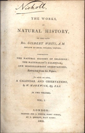 Item #3205407 The Works in Natural History…. Gilbert WHITE