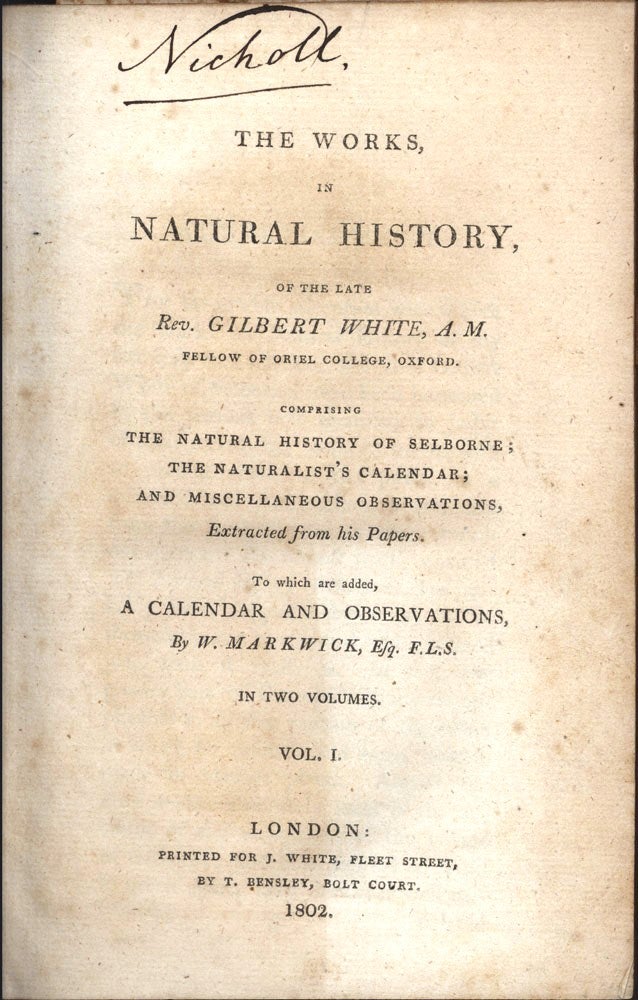 Item #3205407 The Works in Natural History…. Gilbert WHITE.
