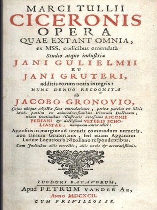 Item #3306804 Marci Tullii Ciceronis Opera quae extant Omnia ex MSS. codicibus emendata…....