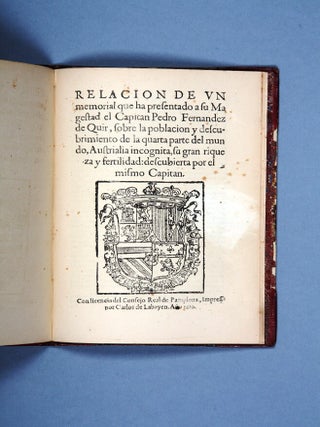 Account of a Memorial Presented to His Majesty by Captain Pedro Fernandez de Quir, concerning the population and discovery of the fourth part of the world, Australia the Unknown, its great riches and fertility, discovered by the same Captain.