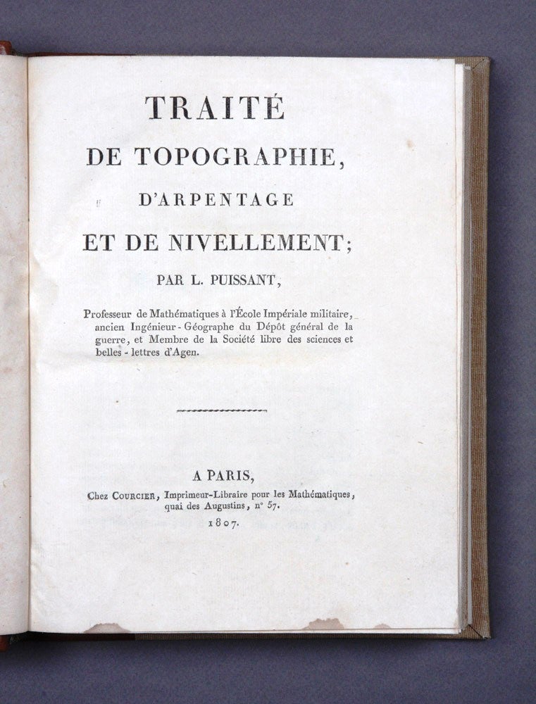 Item #3502544 Traité de Topographie, d'arpentage et de nivellement … [and] Supplément au second livre du Traité de Topographie…. Louis PUISSANT.