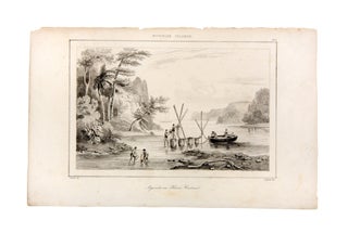 Item #3509131 Engraving of sailors filling casks at New Ireland, Papua, captioned 'Aiguade au...