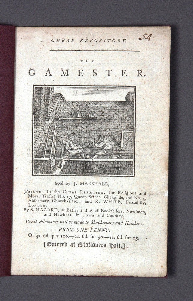 Item #3512221 The Gamester… The Story of Poor Tricket the Gamester…. TRANSPORTATION, J. MARSHALL, publisher.