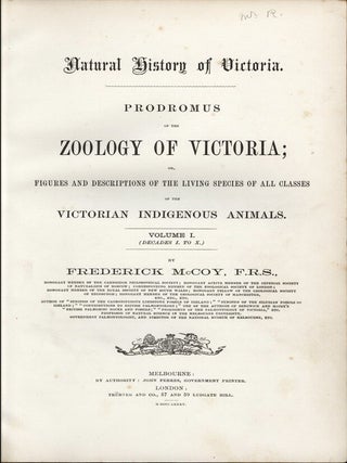 Natural History of Victoria. Prodromus of the Zoology of Victoria; or, figures and descriptions of the living classes of the Victorian indigenous animals.