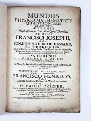Mundus Physico-Mathematicis Quaestionibus Elucidatus…