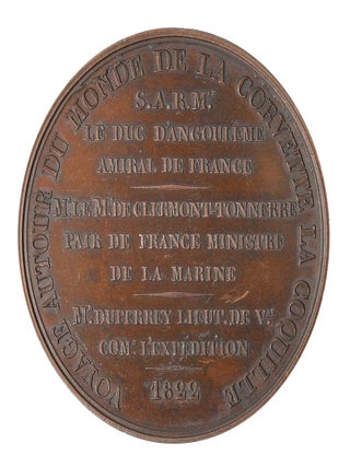 Item #3808835 Bronze medal for the voyage of the Coquille. Obverse: Portrait of "Ludovicus XVIII....