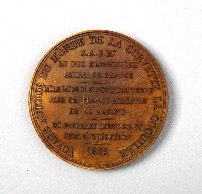 Item #3903102 Bronze Medal, 'Voyage autour du Monde de la Corvette la Coquille'. DUPERREY, LOUIS XVIII.