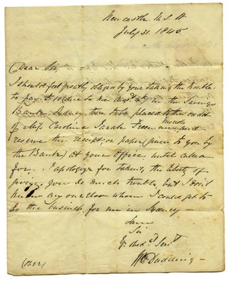 Item #3907264 Autograph letter to Robert Towns of Town's Wharf, Sydney. NEWCASTLE, William DUDDING