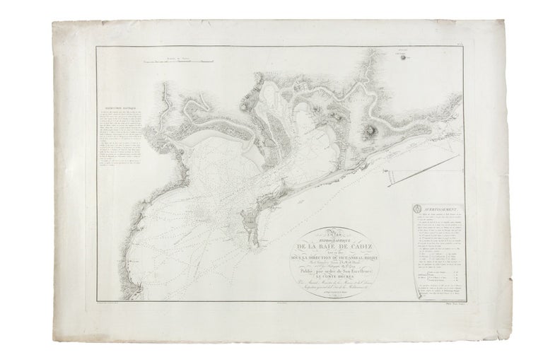 Item #3912541 Plan hydrographique de la Baie de Cadiz levé en 1807, sous la direction du Vice-Amiral Rosily…. Vice-Admiral ROSSILY, Lieutenant A. M. A. RAOUL, A P. GIORY.
