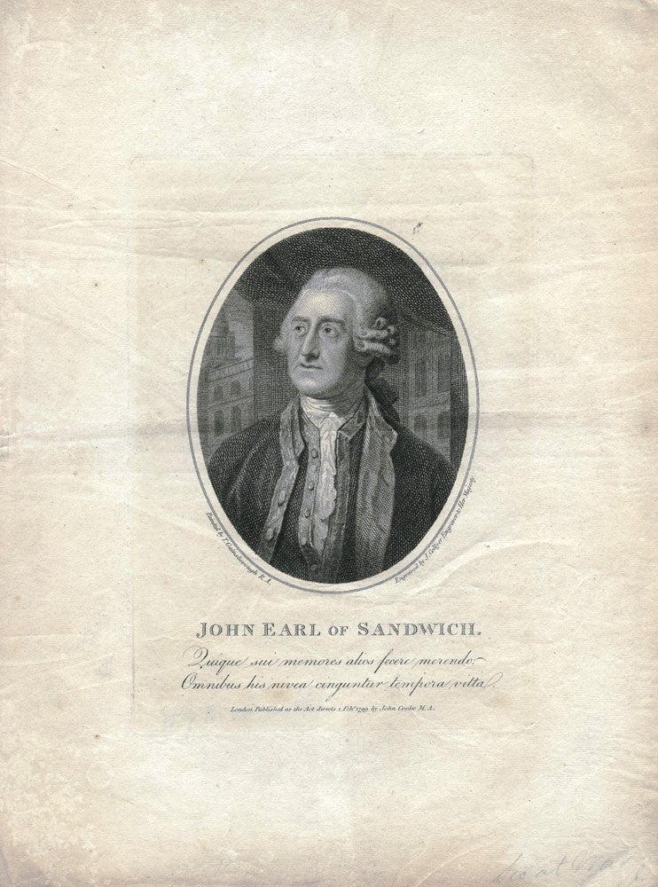 Item #3912569 John Earl of Sandwich. SANDWICH, Joseph COLLYER, after Thomas GAINSBOROUGH.