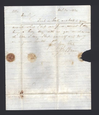Item #4002672 Letter to Henry Jellicoe Esq at Macquarie River, Hobart Town…. Henry JELLICOE
