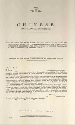 Item #4008031 Chinese. (Intercolonial Conference). PARLIAMENT OF VICTORIA