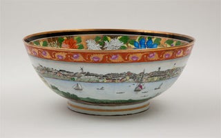 A handmade replica of the precious original "Sydney Punchbowl", the antique Chinese porcelain bowl in the State Library of New South Wales.