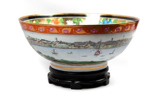 A handmade replica of the precious original "Sydney Punchbowl", the antique Chinese porcelain bowl in the State Library of New South Wales.
