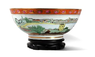 A handmade replica of the precious original "Sydney Punchbowl", the antique Chinese porcelain bowl in the State Library of New South Wales.