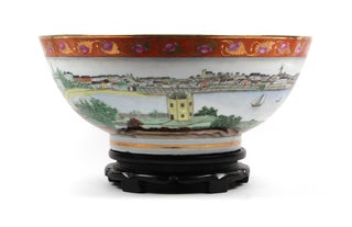 A handmade replica of the precious original "Sydney Punchbowl", the antique Chinese porcelain bowl in the State Library of New South Wales.