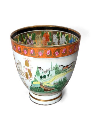 A handmade replica of the precious original "Sydney Punchbowl", the antique Chinese porcelain bowl in the State Library of New South Wales.