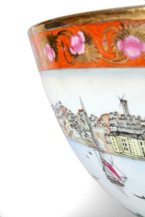 A handmade replica of the precious original "Sydney Punchbowl", the antique Chinese porcelain bowl in the State Library of New South Wales.