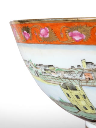 A handmade replica of the precious original "Sydney Punchbowl", the antique Chinese porcelain bowl in the State Library of New South Wales.