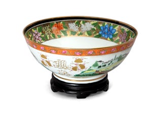 A handmade replica of the precious original "Sydney Punchbowl", the antique Chinese porcelain bowl in the State Library of New South Wales.