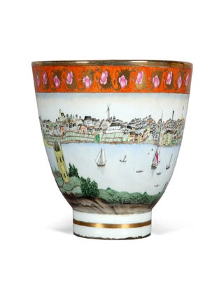 A handmade replica of the precious original "Sydney Punchbowl", the antique Chinese porcelain bowl in the State Library of New South Wales.