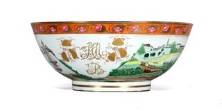 A handmade replica of the precious original "Sydney Punchbowl", the antique Chinese porcelain bowl in the State Library of New South Wales.