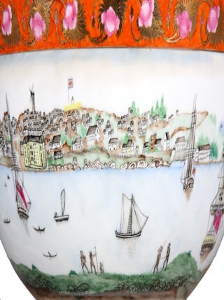 A handmade replica of the precious original "Sydney Punchbowl", the antique Chinese porcelain bowl in the State Library of New South Wales.