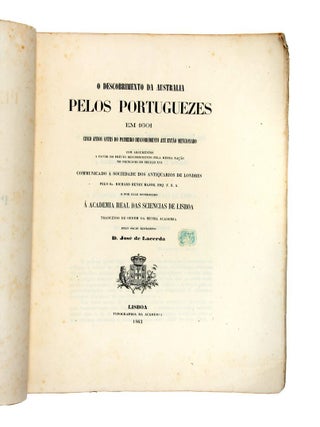 Item #4102427 Descobrimento da Australia pelos Portuguezes em 1601…. Richard H. MAJOR
