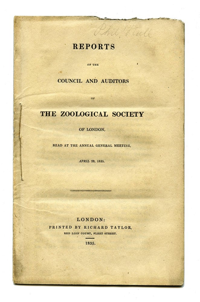 Item #4103468 Reports of the Council and Auditors of the Zoological Society of London, read at the Annual General Meeting, April 29, 1835. KANGAROO, ZOOLOGICAL SOCIETY.