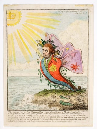 Item #4108622 The Great South Sea Caterpillar transform'd into a Bath butterfly. SIR JOSEPH...