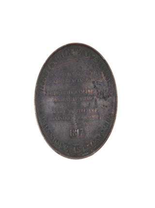 Bronze Medal for the Voyage of the Uranie. Obverse: profile portrait of Louis XVIII. Reverse: "Hémisphère Austral. Physique Astronomie. La Corvette l'Uranie Mr. Ls. de Freycinet Commandt… S.A.R.M. Le Duc d'Angoulême, Amiral de France -- M. le Vte. du Bouchage, Ministre de la Marine".