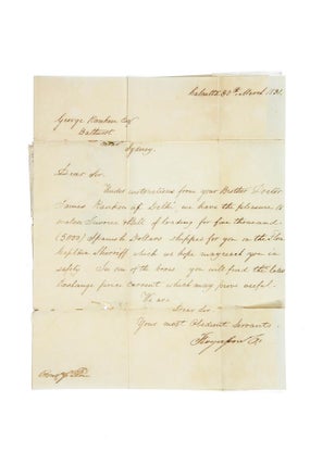 Manuscript letter and bill of loading from Fergusson & Co, Calcutta to George Ranken, Bathurst.