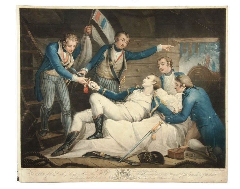 Item #4211259 The Death of Capt. Alexander Hood, who Gloriously Fell in the Moment of Victory on the 21st April last. HOOD, J. NORTHCOTE, after, COOK: SECOND VOYAGE.