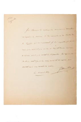 Item #4302354 Autograph letter signed: "Note pour Monsieur Beautemps-Beaupré" Jules...