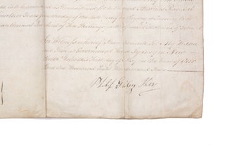 Land grant on vellum signed by Governor King, and with a small site-sketch by G.W. Evans.