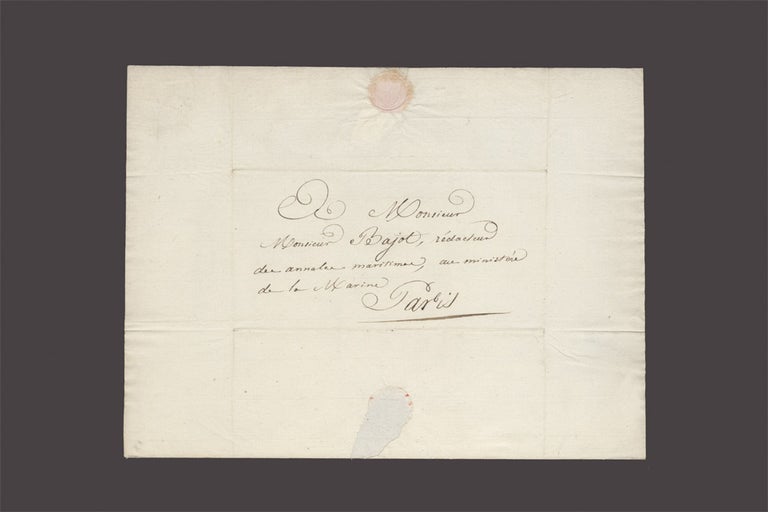 Item #4307520 ALS written on board the Thétis. Hyacinthe de BOUGAINVILLE, Guy de TARADEL.