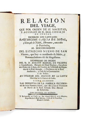 Relación del Viage… al descubrimiento del estrecho nuevo de San Vicente, que hoy es nombrado de Maire, y reconocimiento del de Magallanes…