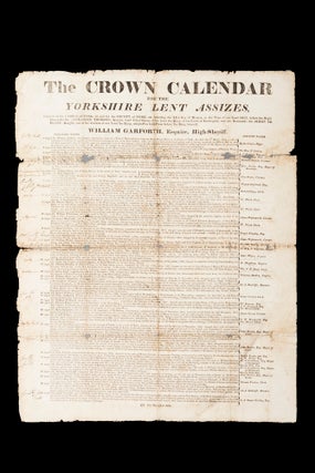 The Crown Calendar for the Yorkshire Lent Assizes, holden at the Castle of York, in and for the County of York, on Saturday the 11th Day of March, in the Year of Our Lord 1815.