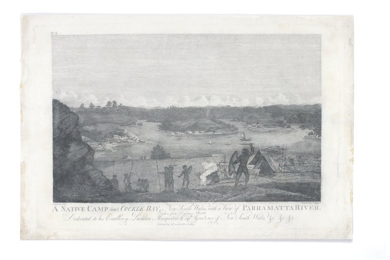 Item #4504652 A native camp in Cockle Bay, New South Wales, with a View of Parramatta River. Taken from Dawes's Point…. Absalom WEST, engraved after John EYRE, publisher.