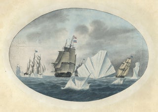 Item #4504759 Original watercolour of a British fleet of ships among icebergs. George TOBIN,...